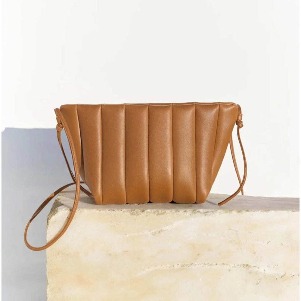 Gia Borghini Womens Boulevard Crossbody Bag Tobacco Brown Leather Purse NWT